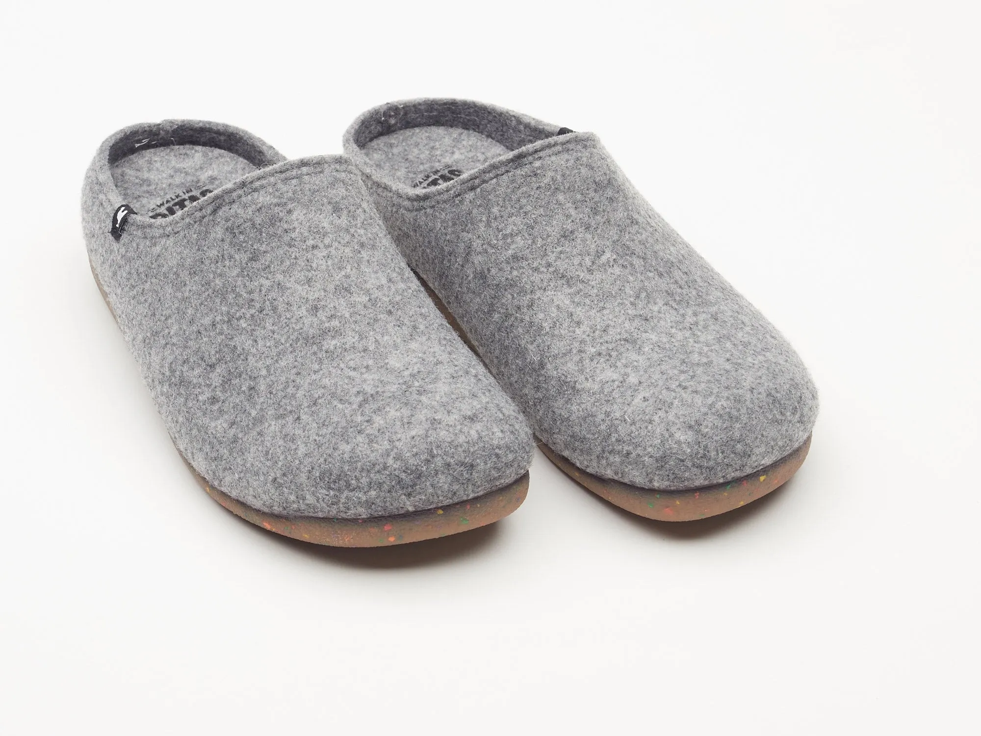 Koti soft eco felt mule slippers, rubber soles