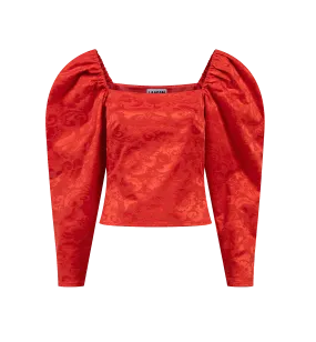 Laagam Brigitte Red Puff Top