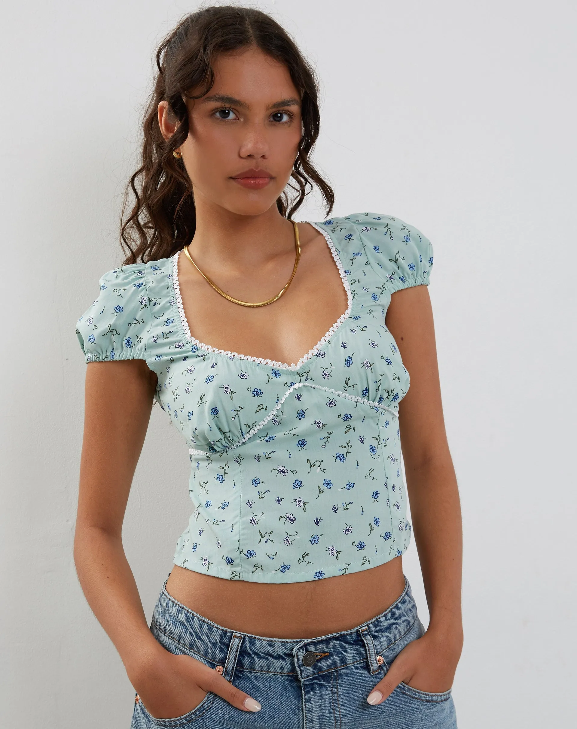 Laz Top in Pretty Petal Green