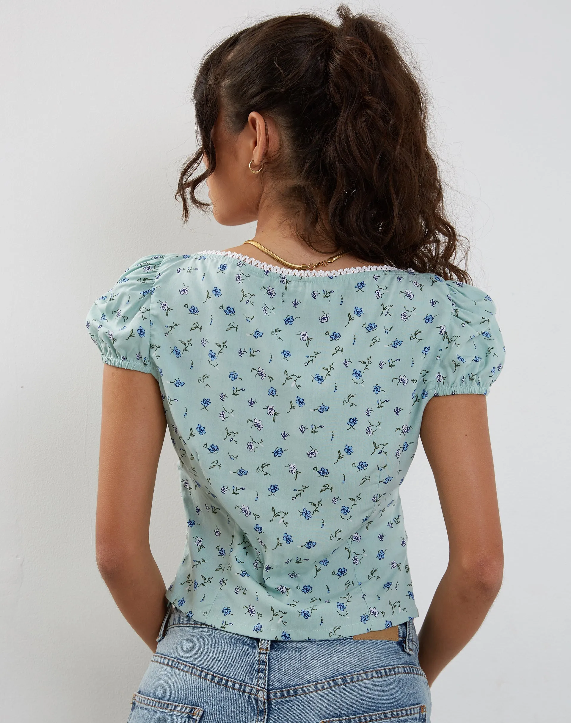 Laz Top in Pretty Petal Green