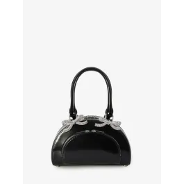 Leather curved mini tote bag