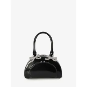 Leather curved mini tote bag