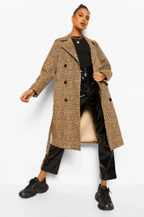 Leopard Print Trench Coat