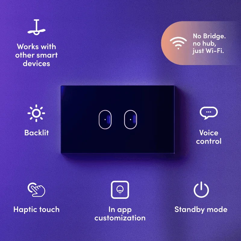 LIFX Smart Light Switch 2-Gang Black AU/NZ