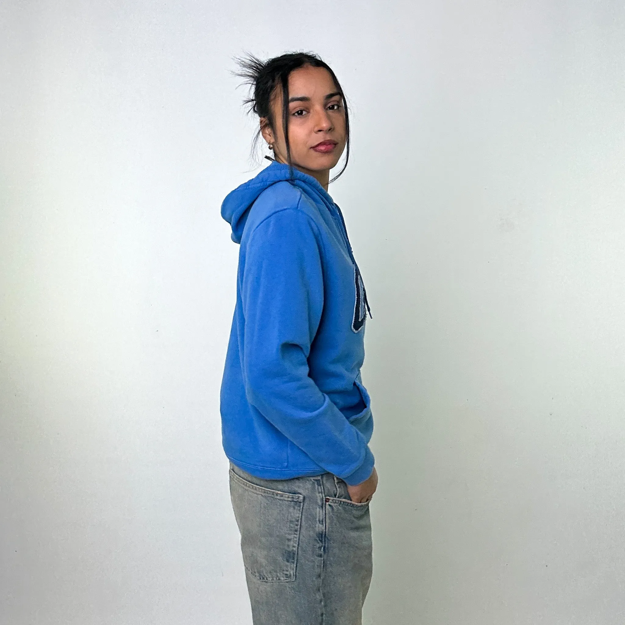 Light Blue 90s GAP Spellout Hoodie Sweatshirt (M)