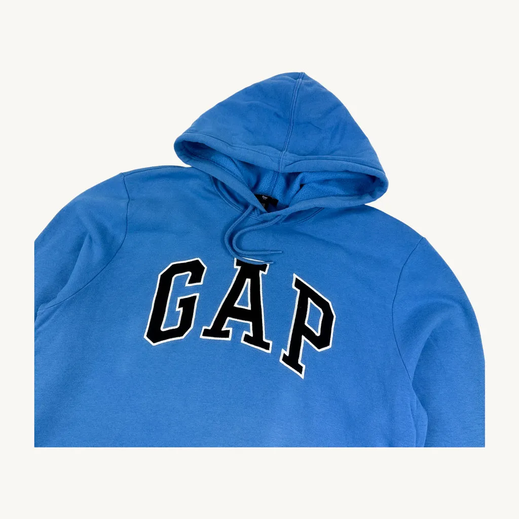 Light Blue 90s GAP Spellout Hoodie Sweatshirt (XL)