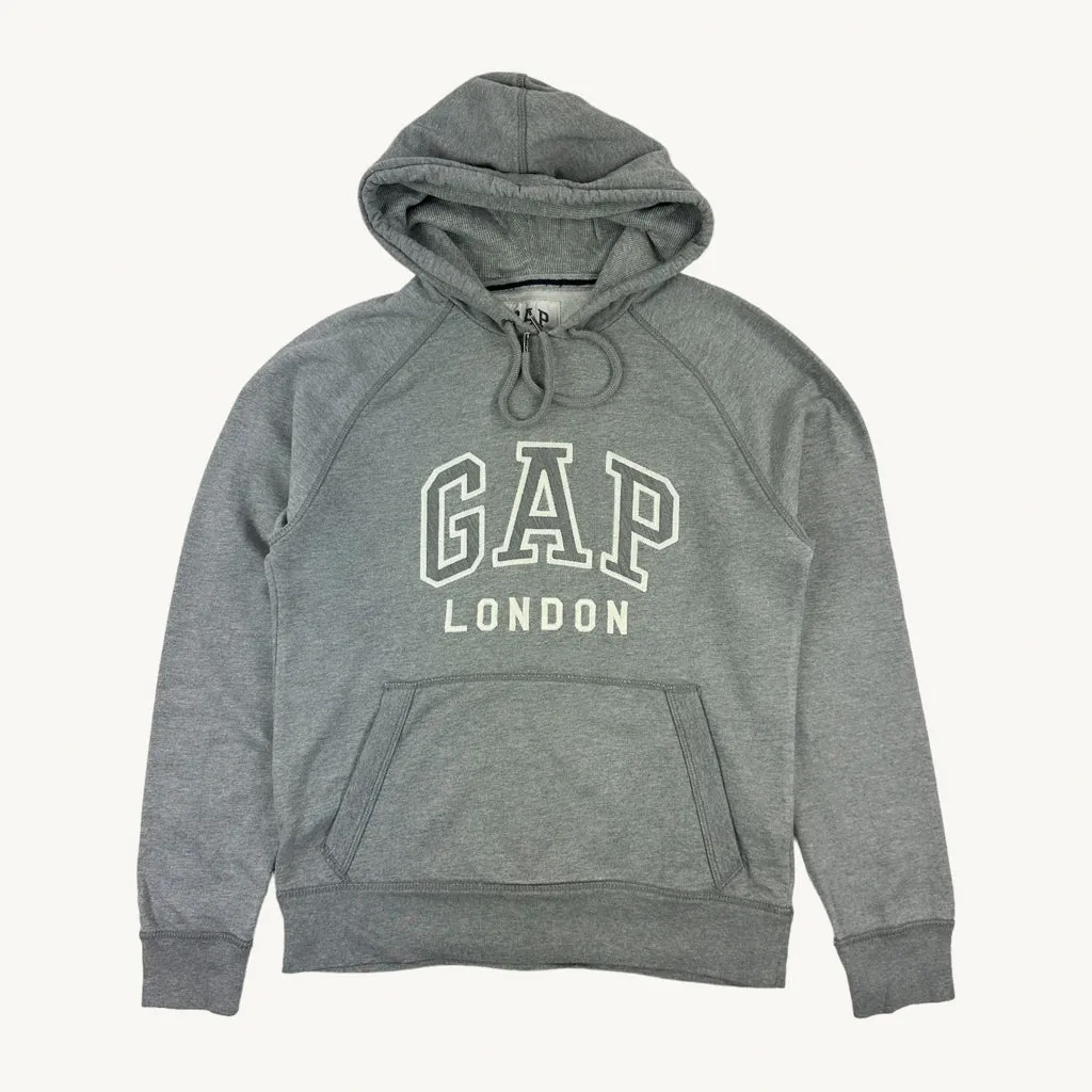 Light Grey 90s GAP Spellout Hoodie Sweatshirt (XS)