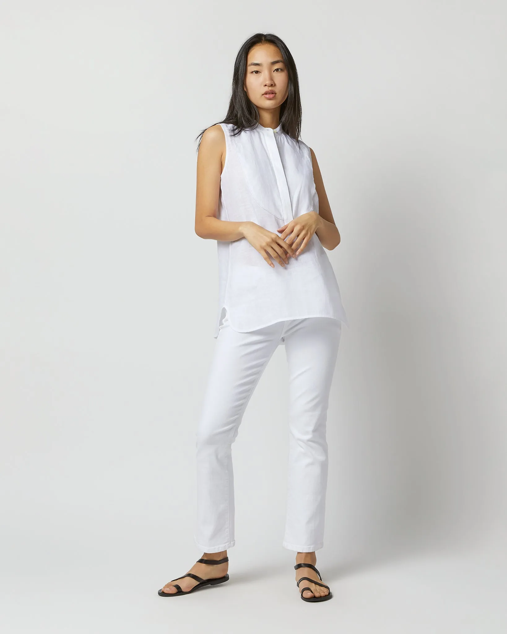 LINDSEY TUNIC IN WHITE SAHARA LINEN