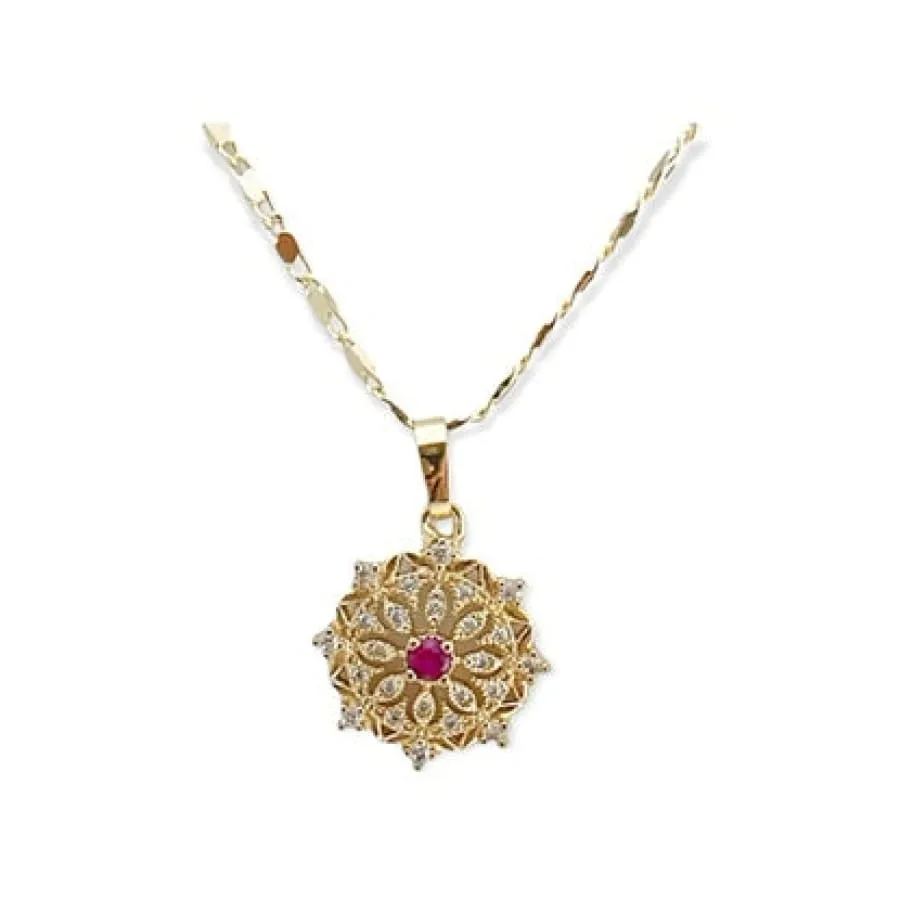 Liz pink stones necklace in 18k of gold plated