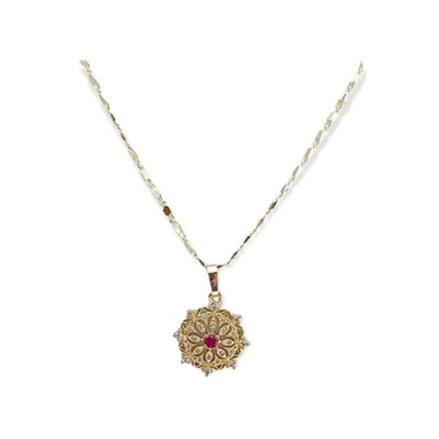 Liz pink stones necklace in 18k of gold plated