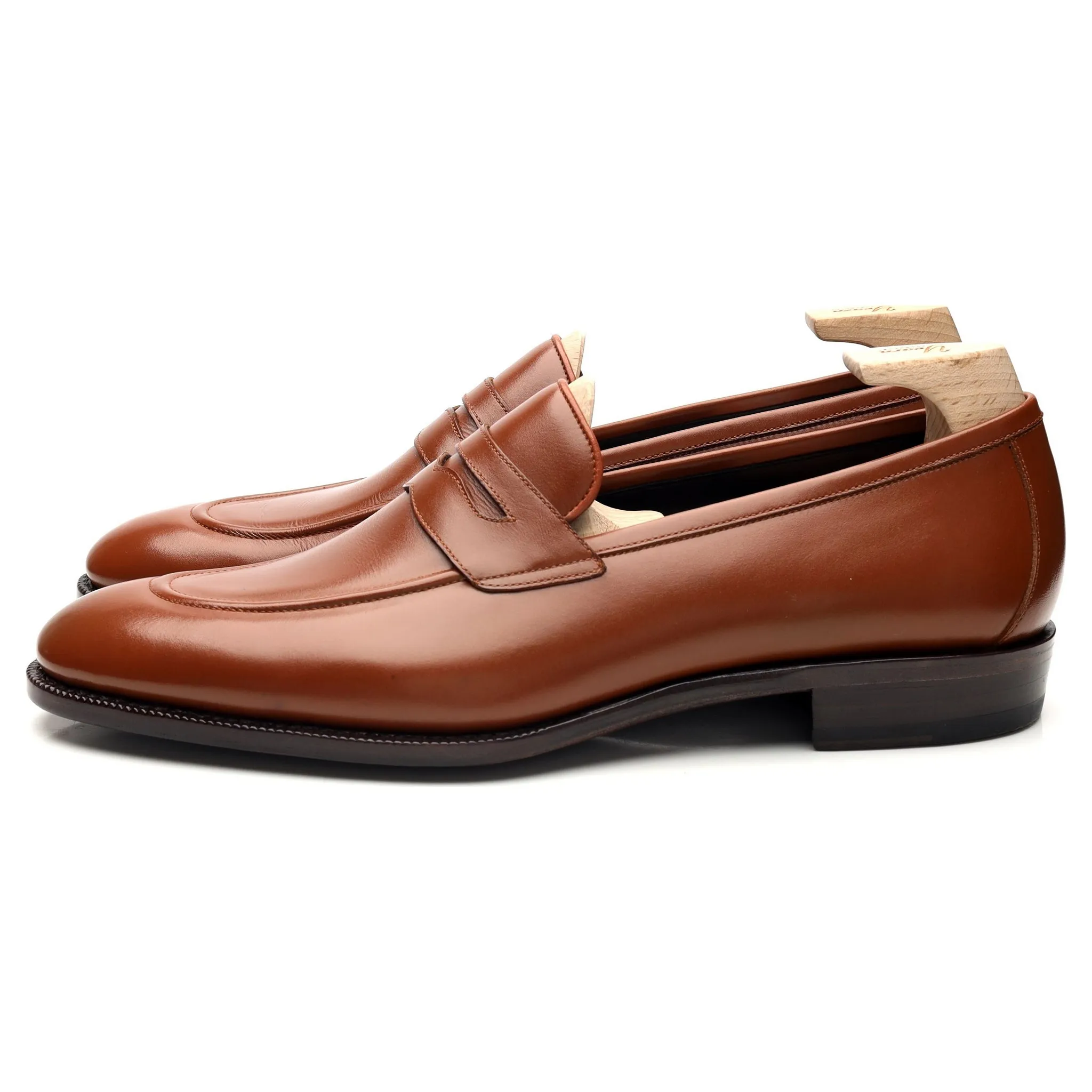 'LOF 814' Tan Brown Leather Loafers UK 8.5