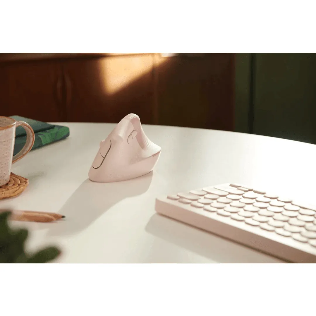 Logitech Lift Vertical Ergonomic Mouse Bluetooth/Logi Bolt Ergo Wireless Rose Pink