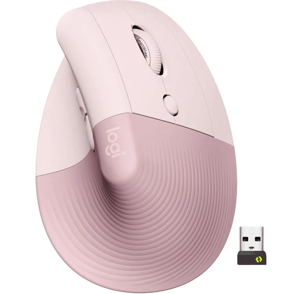 Logitech Lift Vertical Ergonomic Mouse Bluetooth/Logi Bolt Ergo Wireless Rose Pink