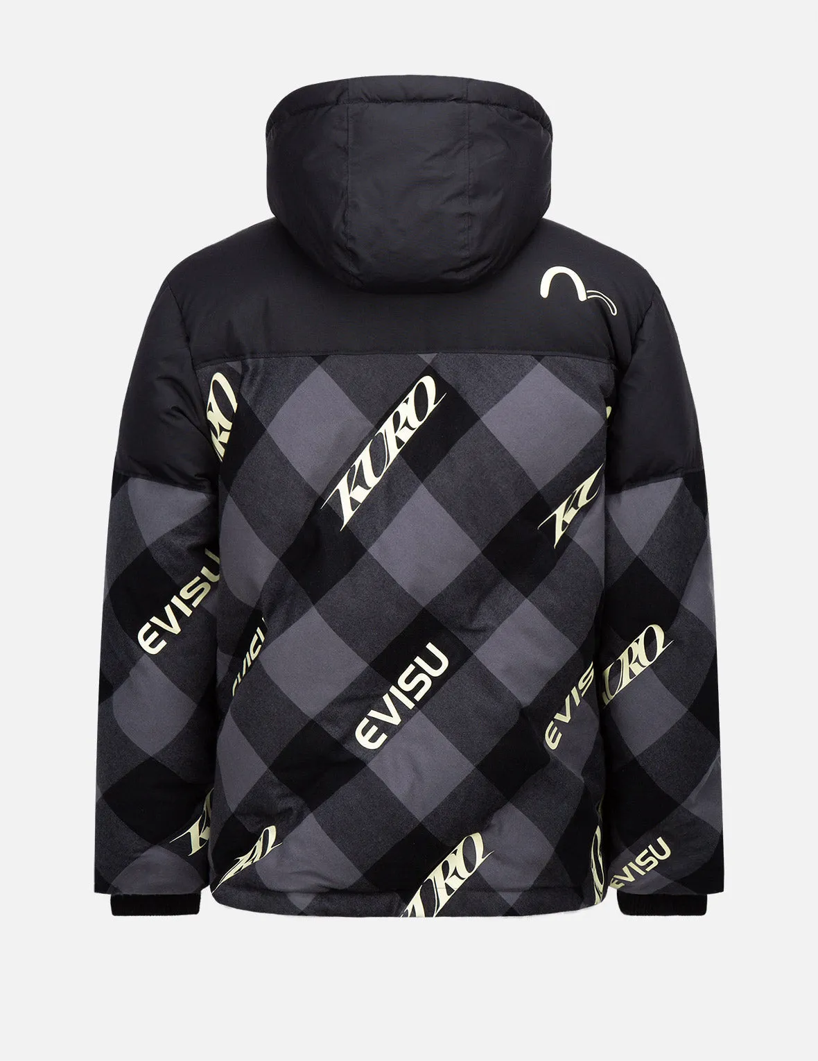 Logo Print Plaid Down Jacket