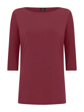 Maglia manica 3/4 in Crêpe Satin - Tibetan Red