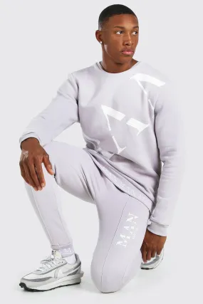 MAN Roman Print Sweater Tracksuit With Rib