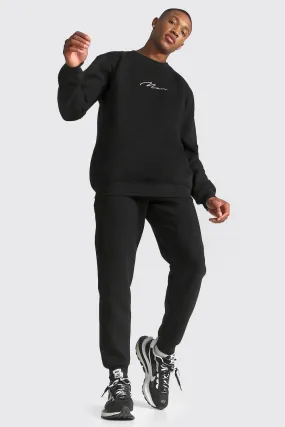 Man Signature Embroidered Sweater Tracksuit