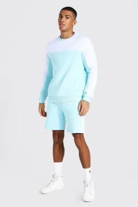 Man Tape Colour Block Short Sweater Tracksuit