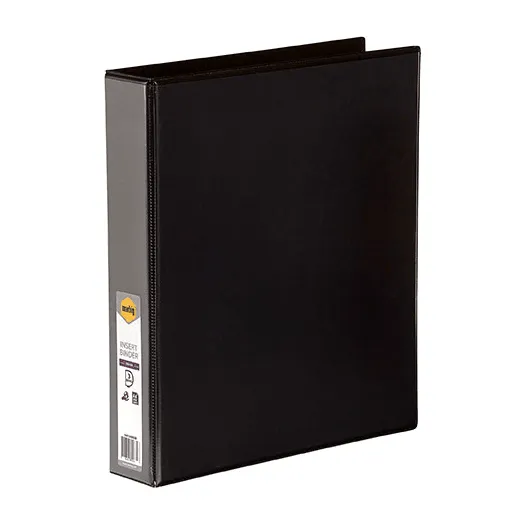 Marbig Clear View Insert Ring Binder Folder 3D 38mm A4 Black 12 Pack