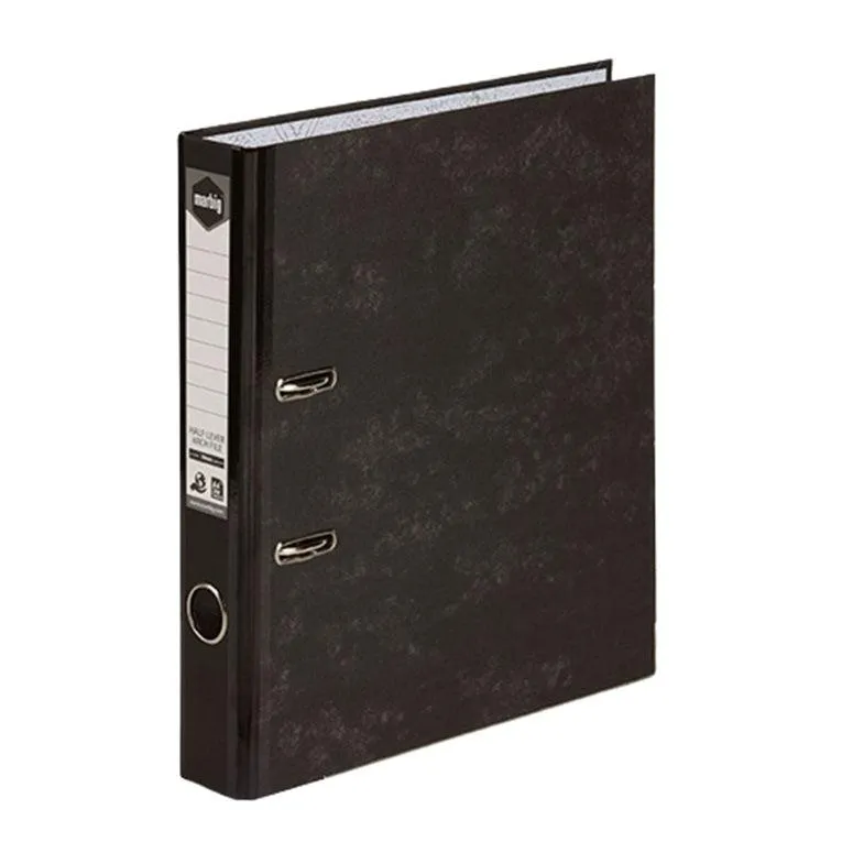 Marbig Half Lever Arch File Folder Reinforced Spine A4 50mm Black 20 Pack