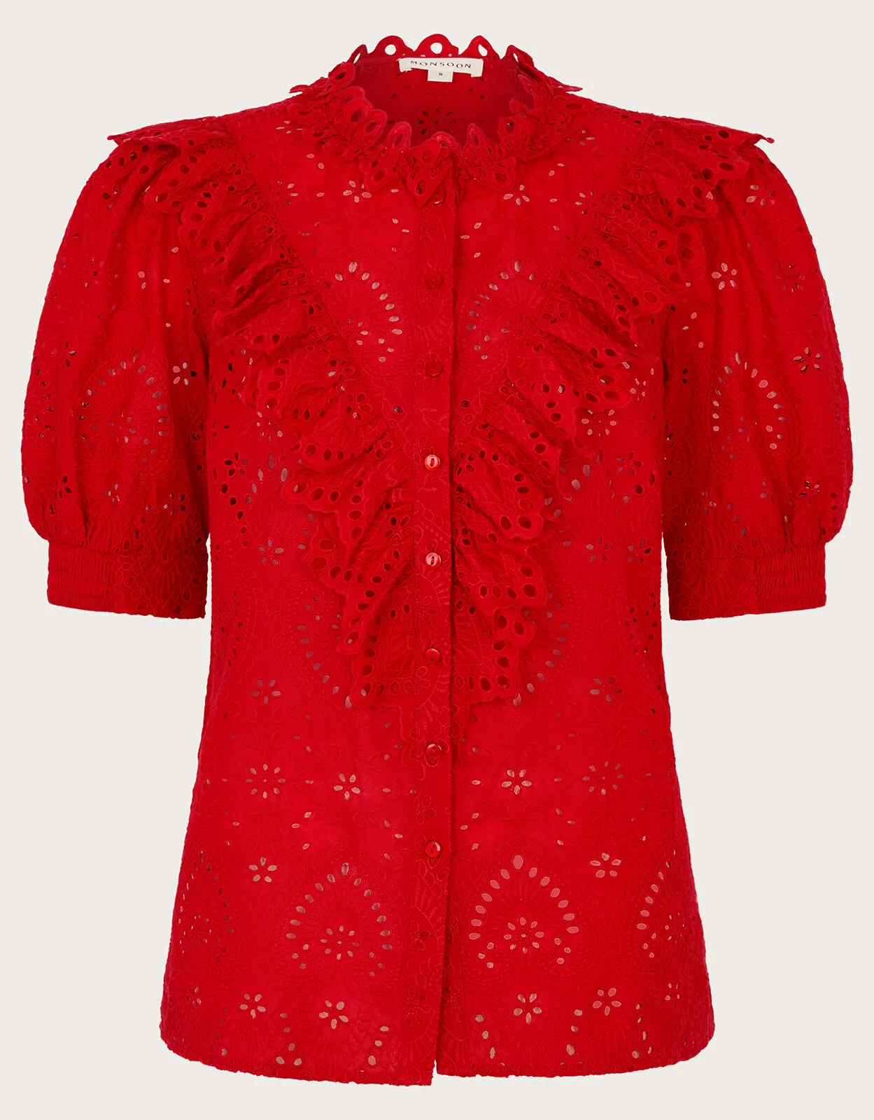 Mari Broderie Blouse  Red