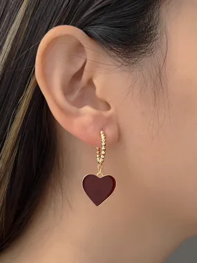 Maroon Red Heart Hoops