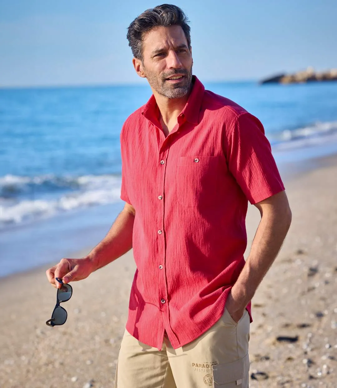 Men's Red Crepe Shirt