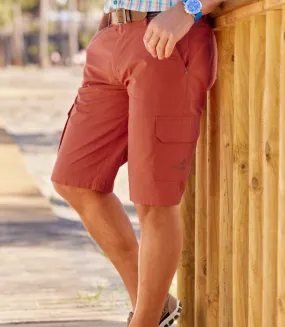 Men's Red Microcanvas Shorts  