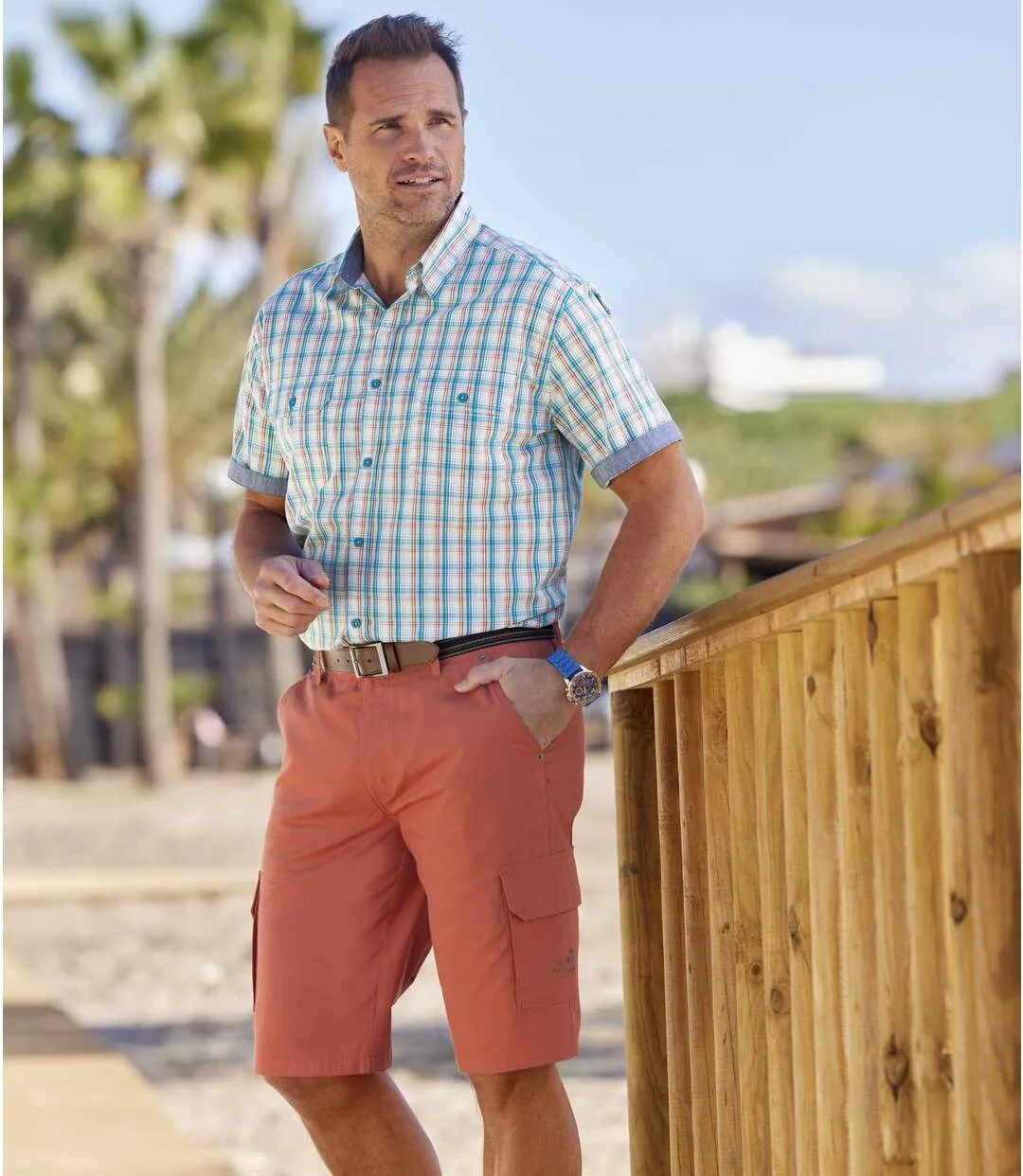 Men's Red Microcanvas Shorts  