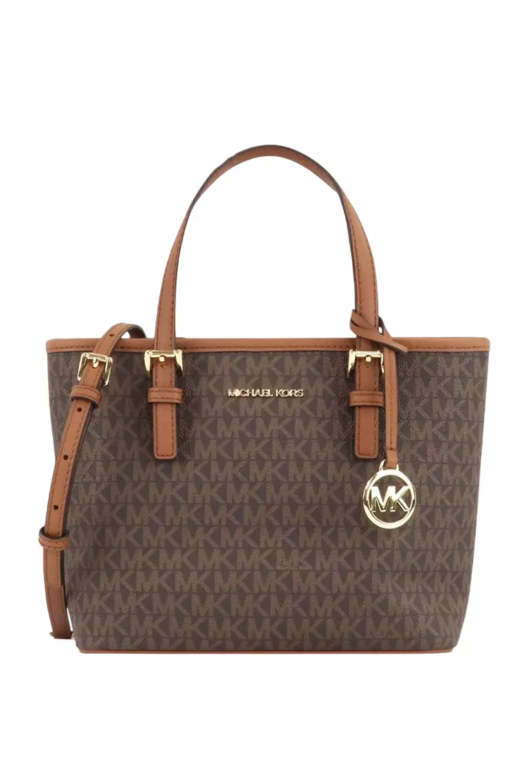 MICHAEL KORS Michael Kors Jet Set Travel Extra-Small Logo Top Zip Tote Bag - Brown