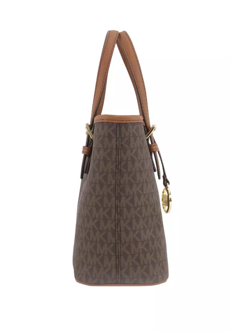 MICHAEL KORS Michael Kors Jet Set Travel Extra-Small Logo Top Zip Tote Bag - Brown