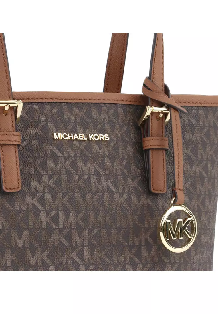 MICHAEL KORS Michael Kors Jet Set Travel Extra-Small Logo Top Zip Tote Bag - Brown