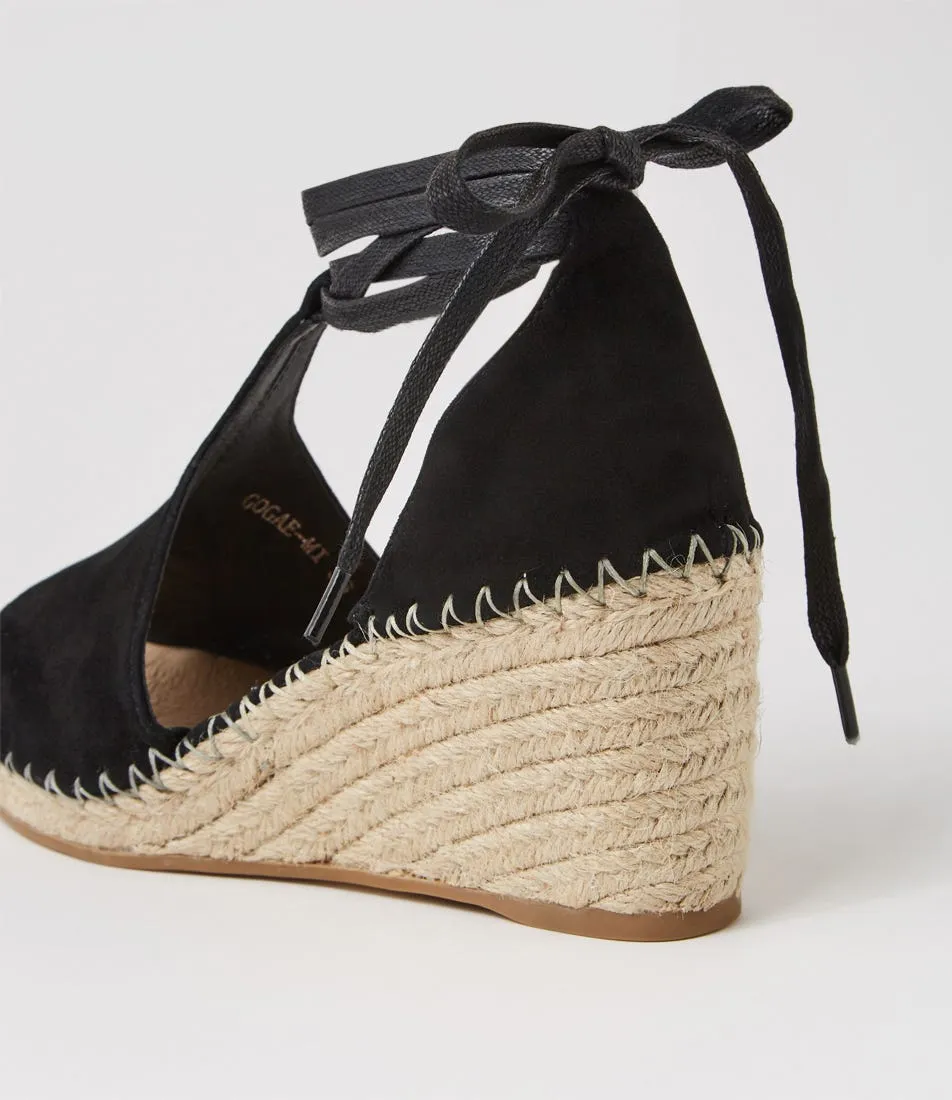 MIDAS Gogae Black Natural Rope Suede Sandals