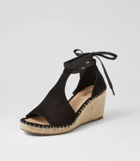 MIDAS Gogae Black Natural Rope Suede Sandals