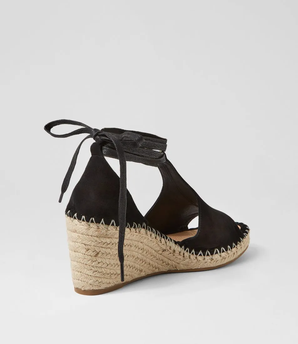 MIDAS Gogae Black Natural Rope Suede Sandals