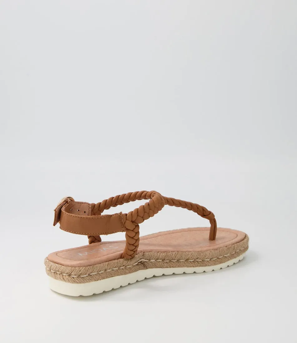 MIDAS Stanford Dark Tan Leather Sandals