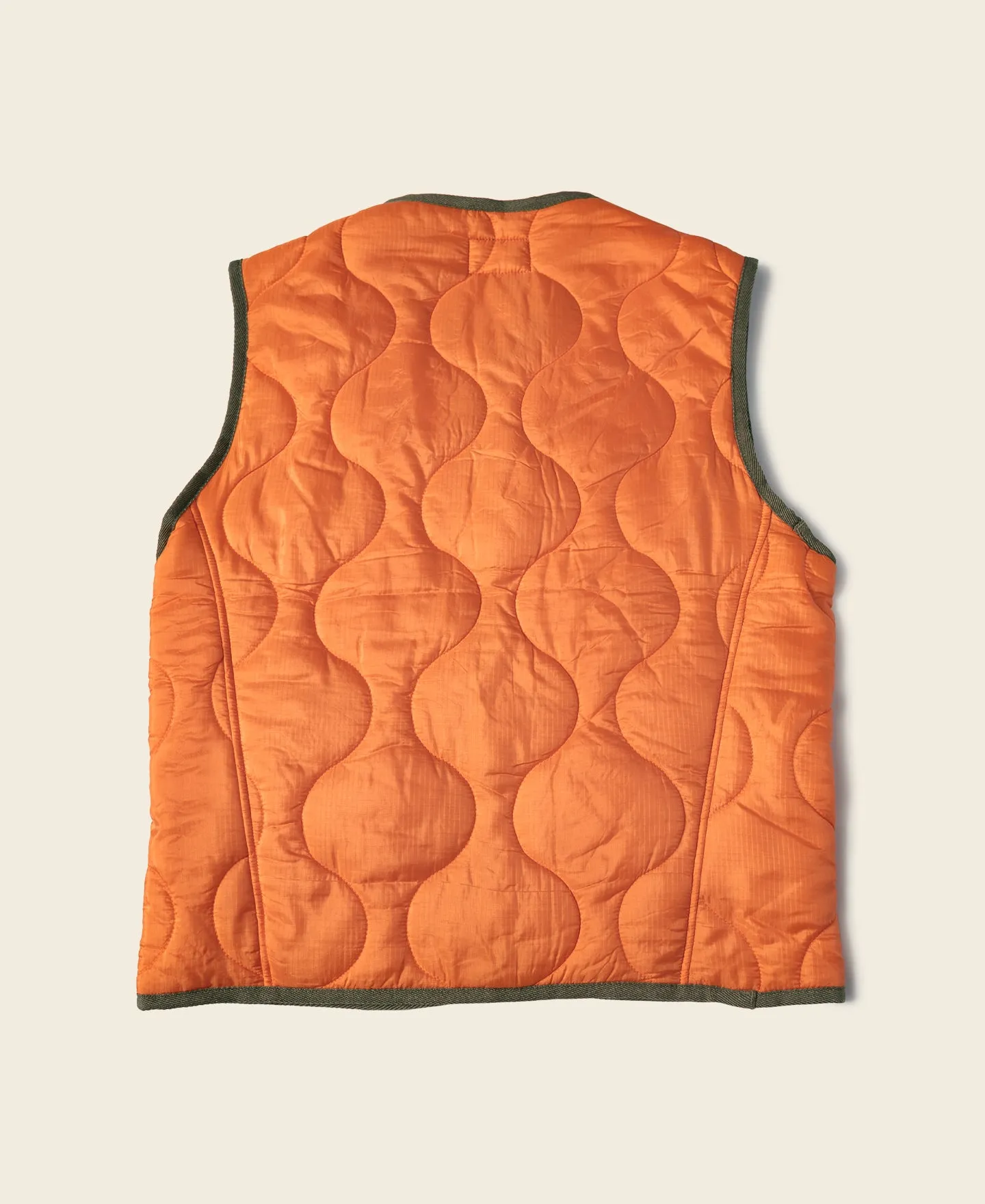 Military Style Quilted Padded Ripstop Nylon Vest - Orange