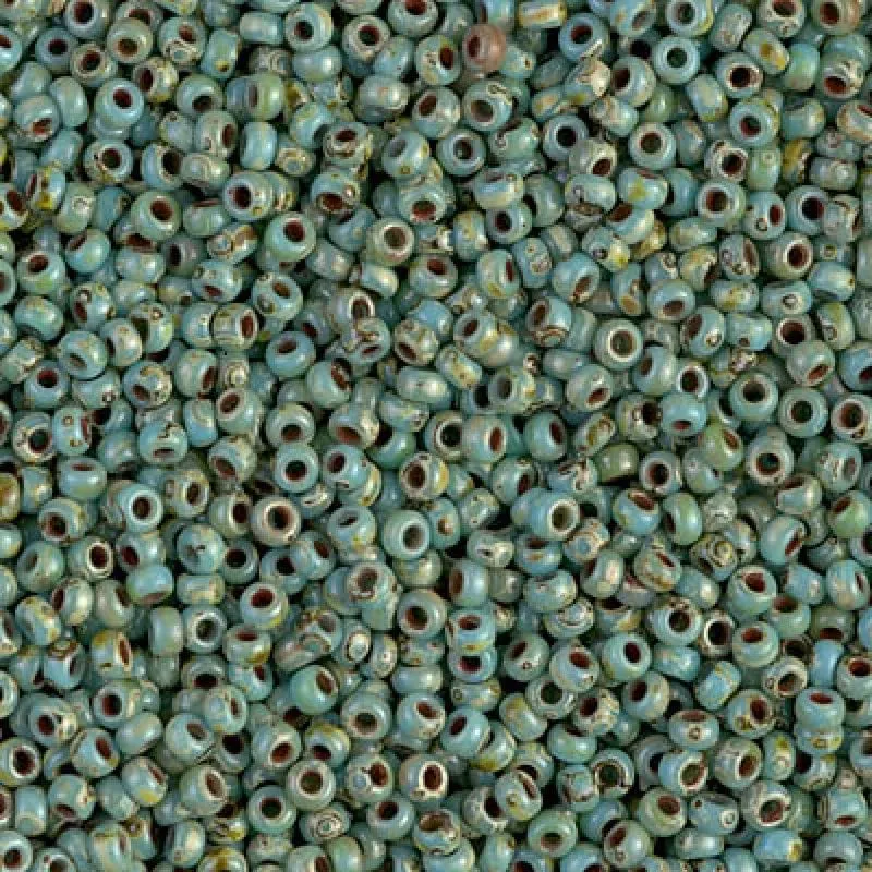 Miyuki Boncuk, MiyukiRoundBeads 6/0-4514 Picasso Opaque Seafoam Green