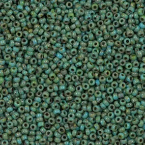 Miyuki Boncuk, MiyukiRoundBeads15/0-4514 Picasso Opaque Seafoam Green