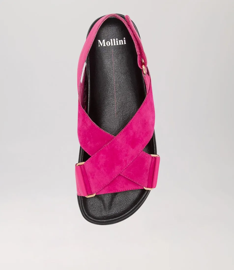 MOLLINI Haylow Fuchsia Leather Suede Sandals Bs