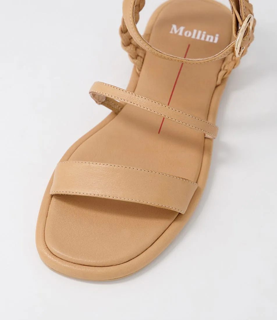 MOLLINI Maison Dark Camel Leather Sandals