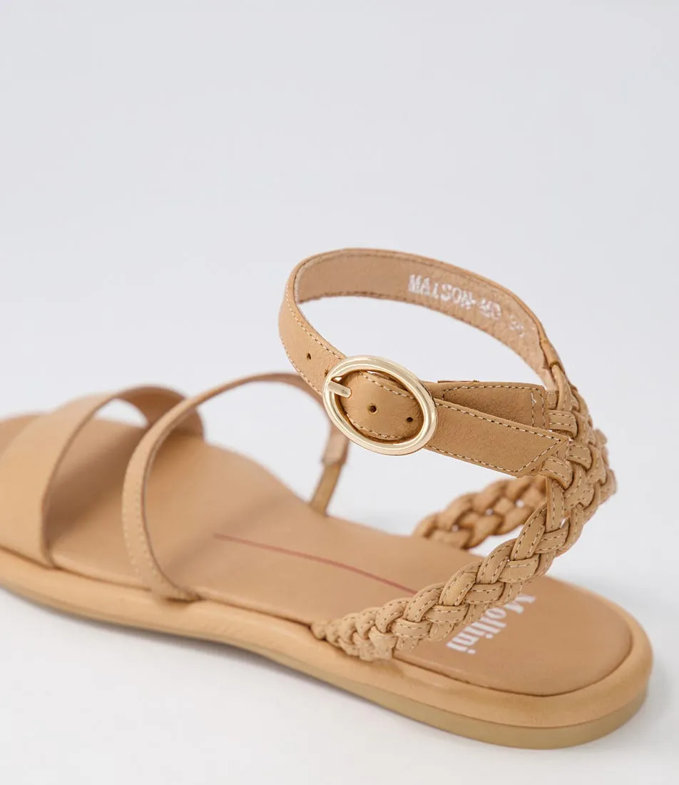 MOLLINI Maison Dark Camel Leather Sandals