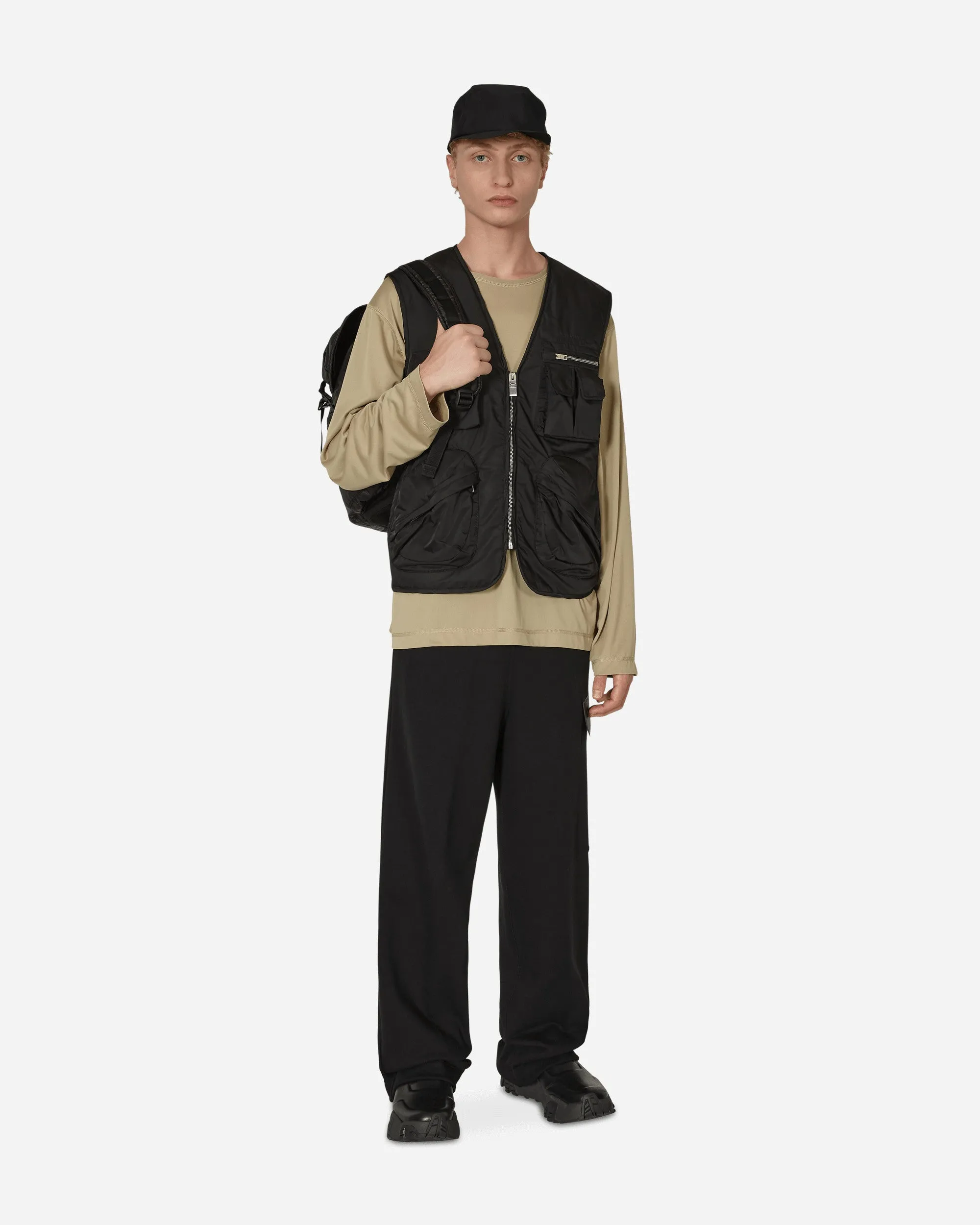 Multipockets Nylon Vest Black