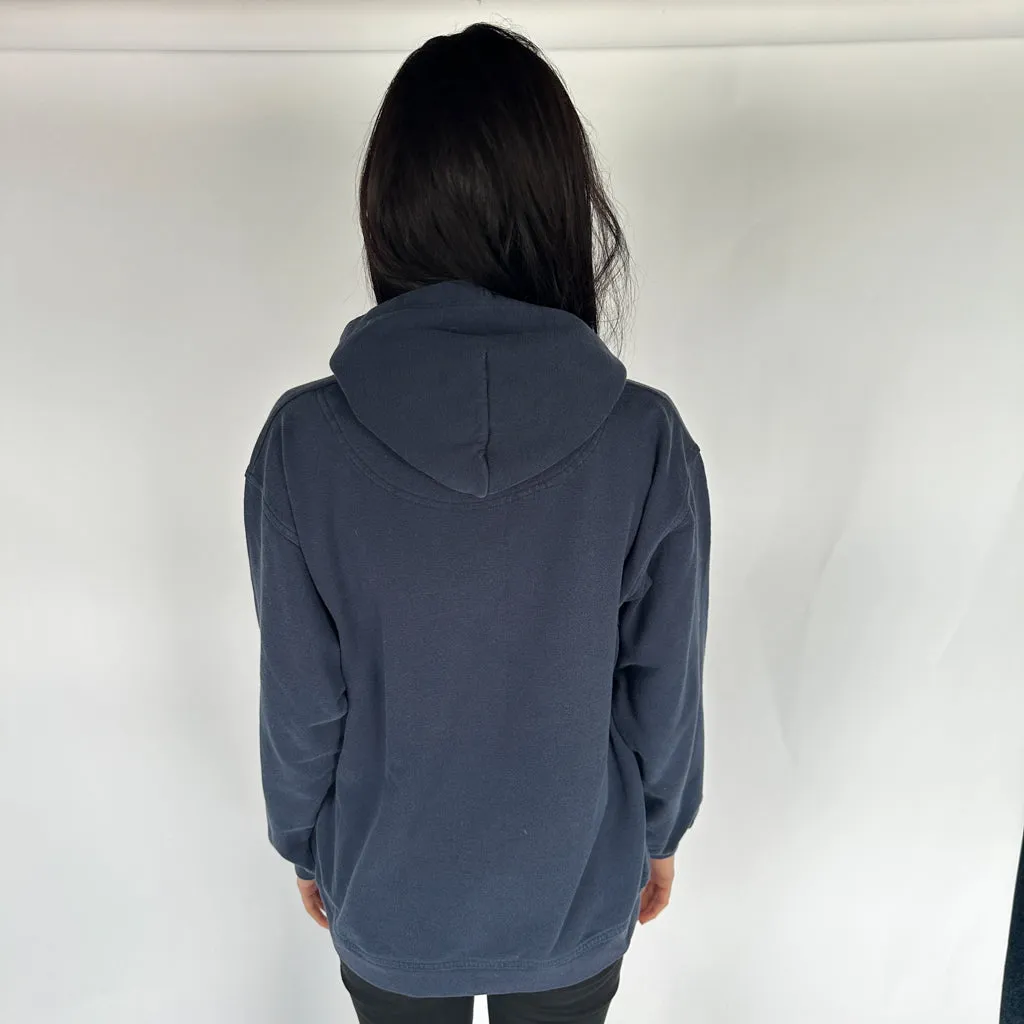 Navy Blue 90s Champion Spellout Hoodie Sweatshirt (M)