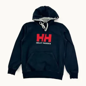 Navy Blue 90s Helly Hansen Spellout Hoodie Sweatshirt (M)