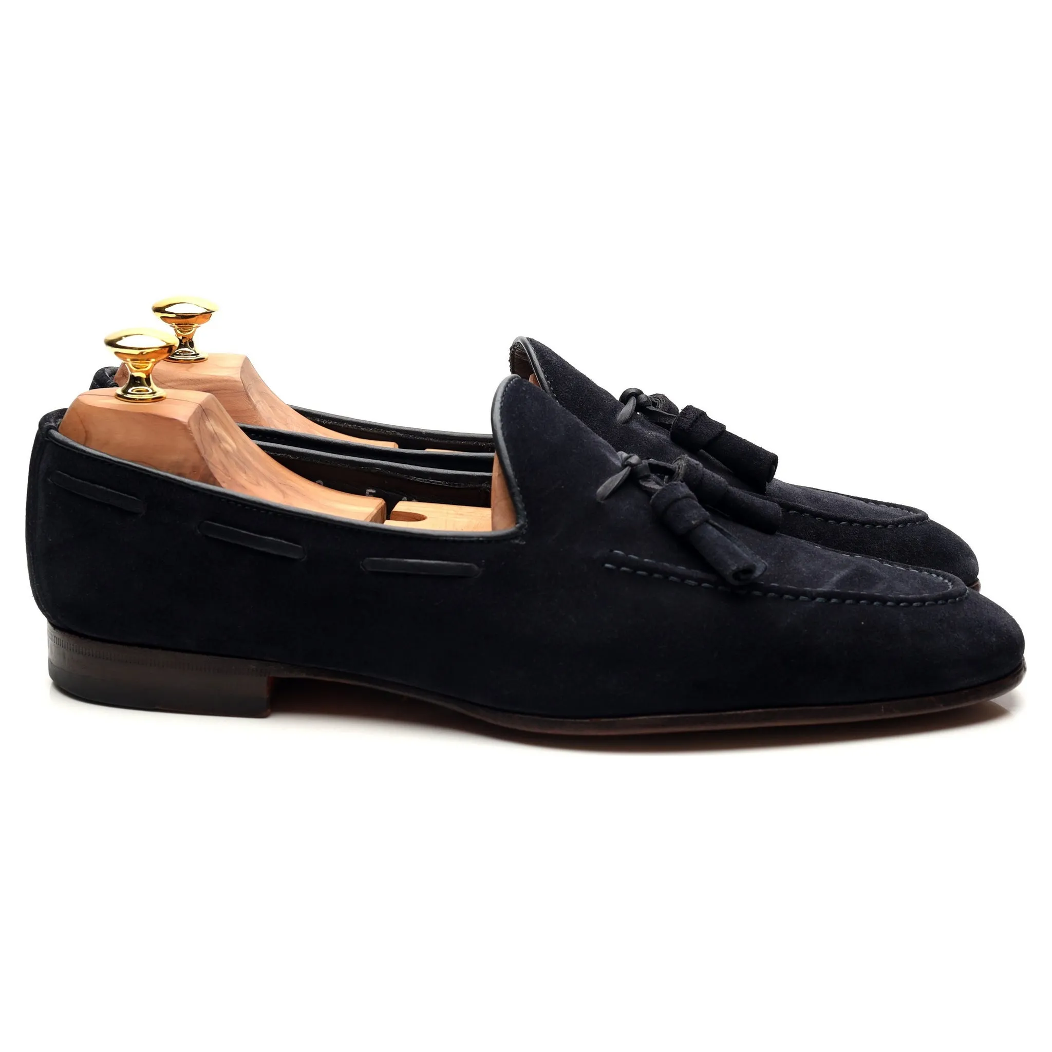 Navy Blue Suede Tassel Loafers UK 10 F