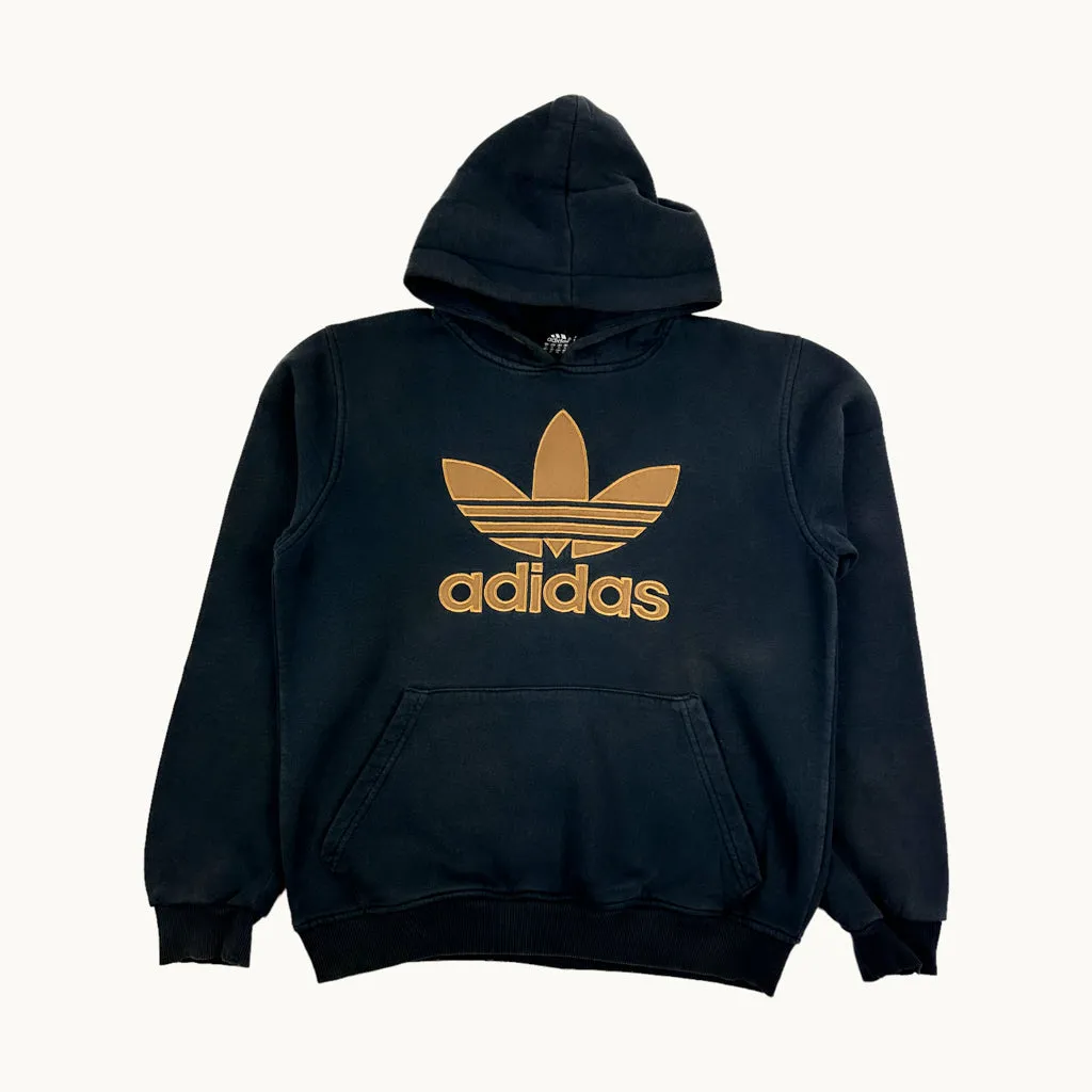 Navy Blue y2ks Adidas Spellout Hoodie Sweatshirt (M)