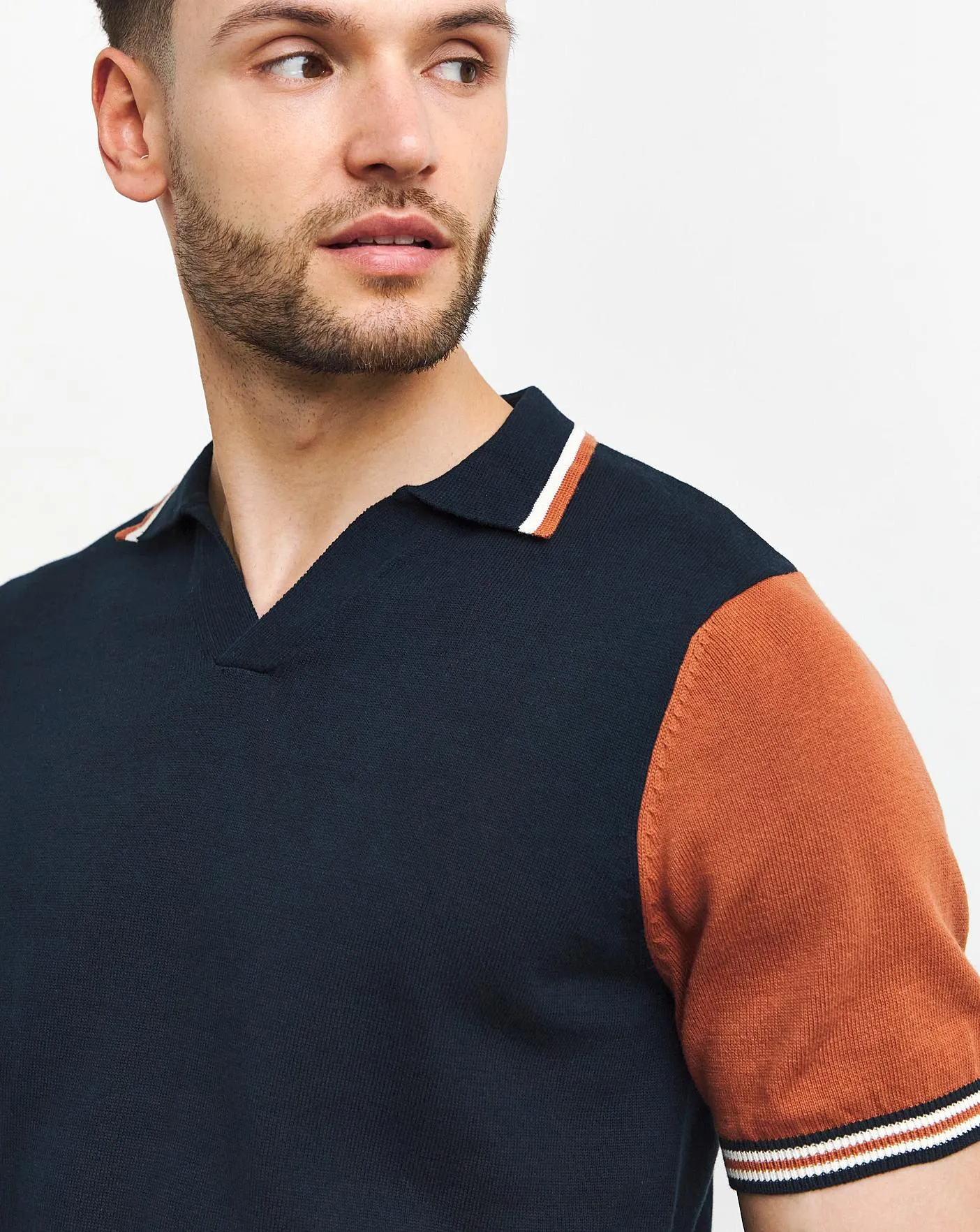 Navy Open Neck Polo