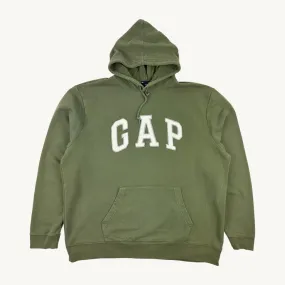 Olive Green 90s GAP Spellout Hoodie Sweatshirt (XXL)