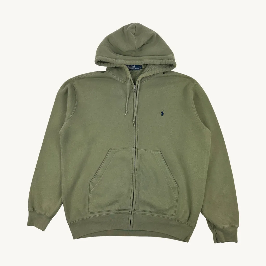 Olive Green 90s Polo Ralph Lauren Hoodie Sweatshirt (L)